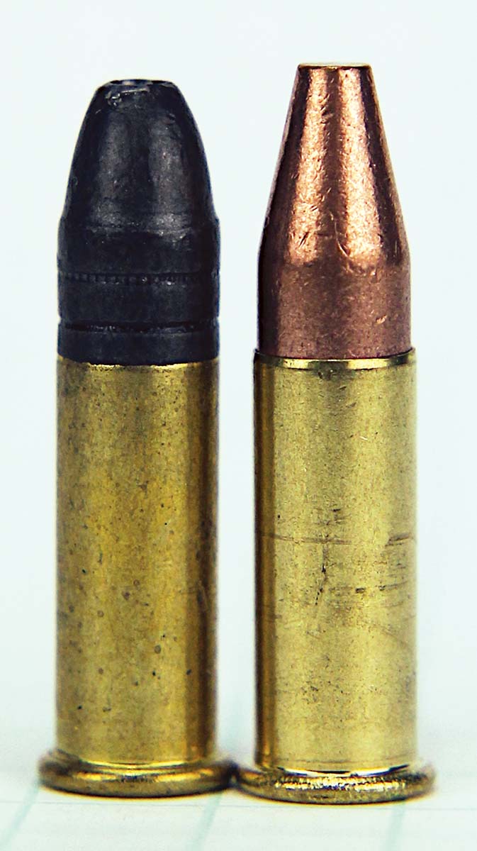 From horse and buggy to muscle car. The 22 Long Rifle (left) is essentially unchanged since the 19th century. The 21 Sharp (right) brings the cartridge up to date with modern bullets.